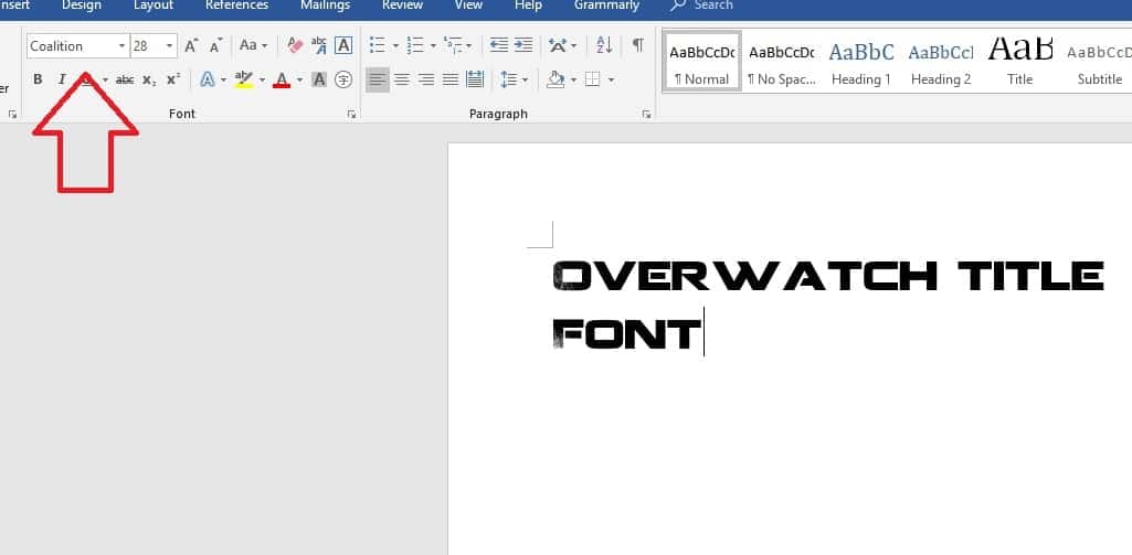 Selecting overwatch title font