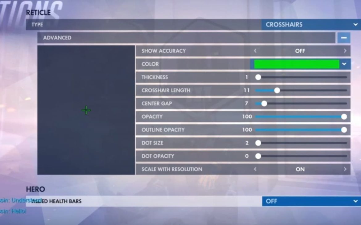 overwatch console crosshair settings