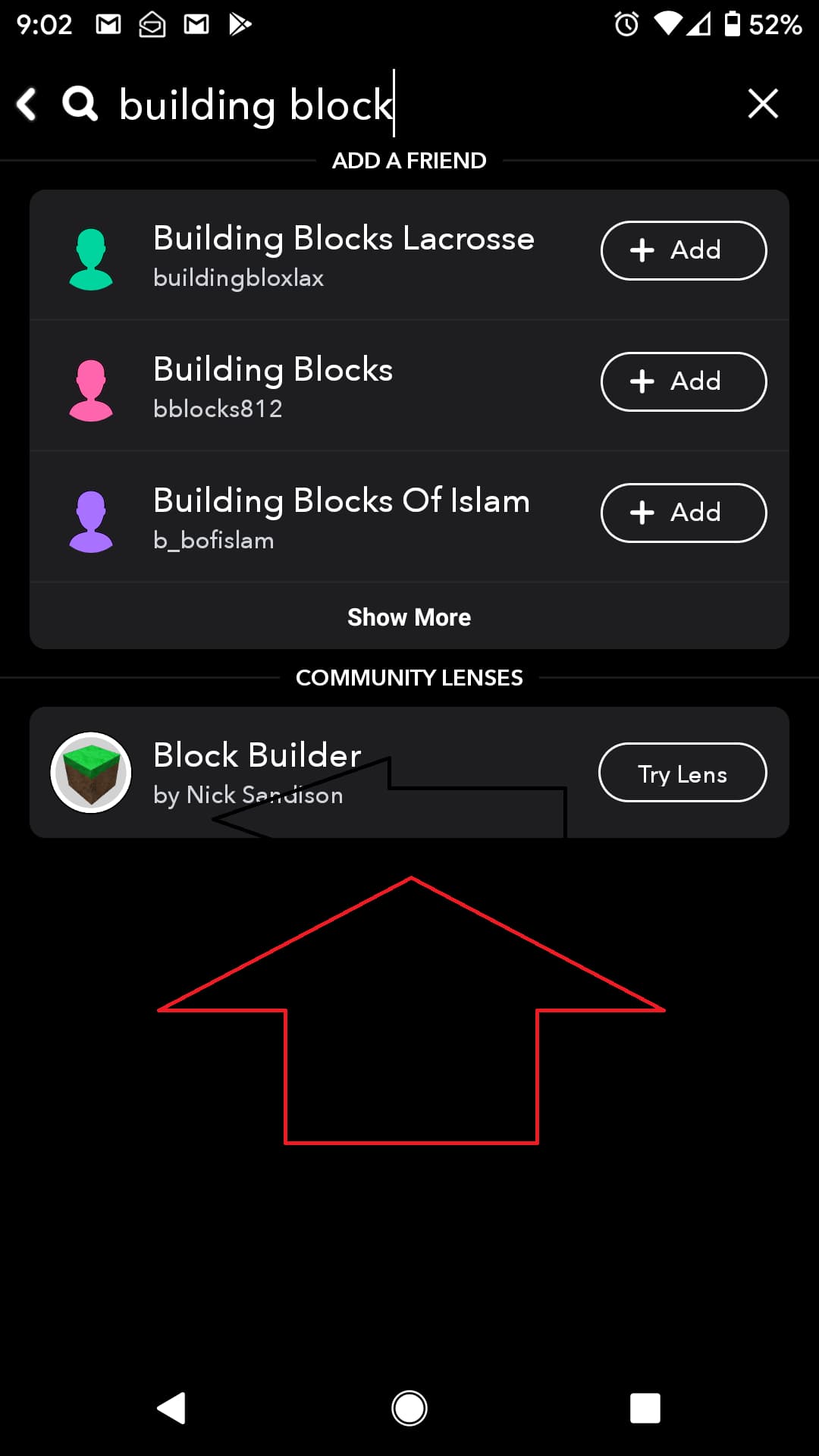 building block lens for snapchat