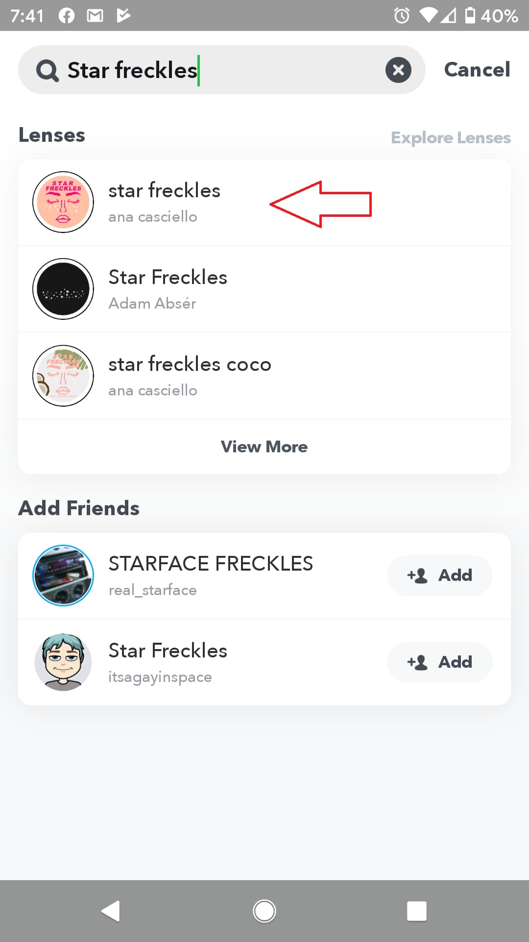 star freckles lens Snapchat