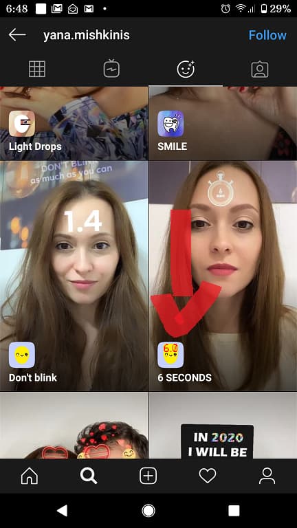 Blink at 6.000 seconds Instagram Filter