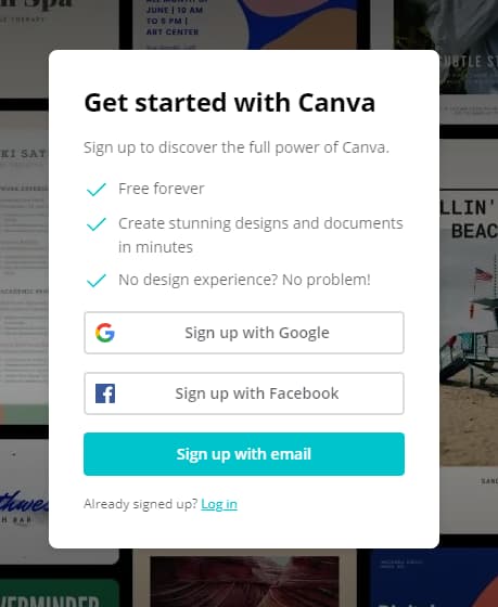 register in canva