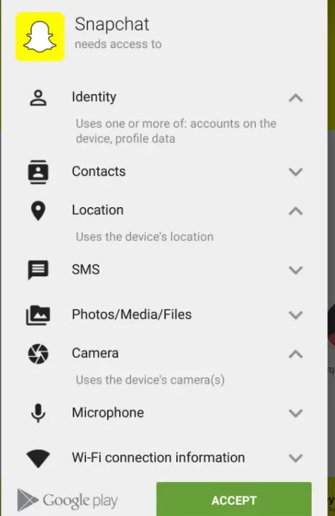 Snapchat Not Loading Snaps, set permissions